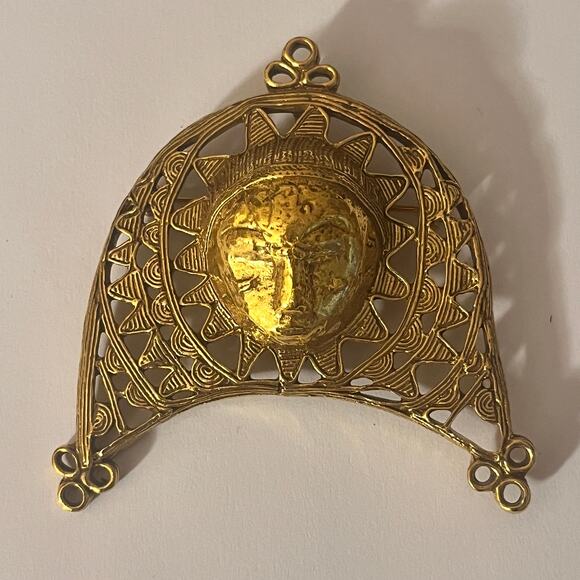 vintage gold tone AFRICAN CRESCENT PIN/PENDANT MMA Metropolitan Museum of Art - Picture 2 of 16